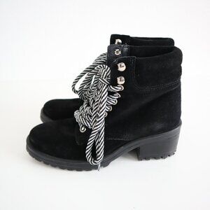 Steve Madden Black Suede Genny Combat Boot | 7